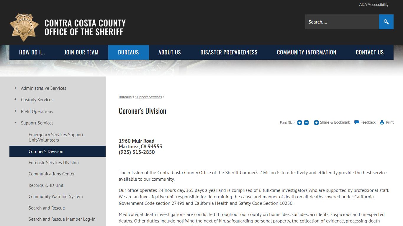 Coroner's Division | Contra Costa Sheriff, CA